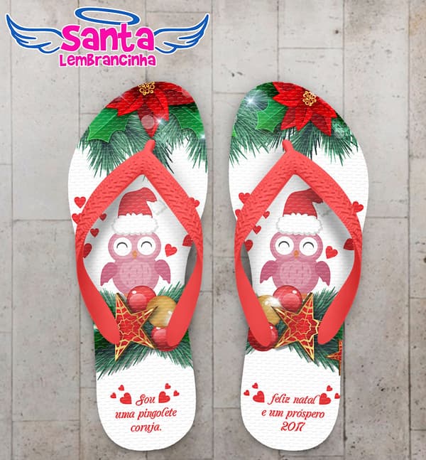 Chinelo Natal Coruja Personalizado COD 3166