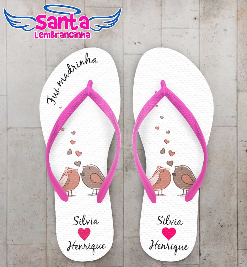 Chinelo Casamento Pássaros Personalizado COD 3138