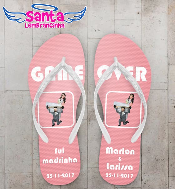 Chinelo Casamento Game Over Rosa COD 3438