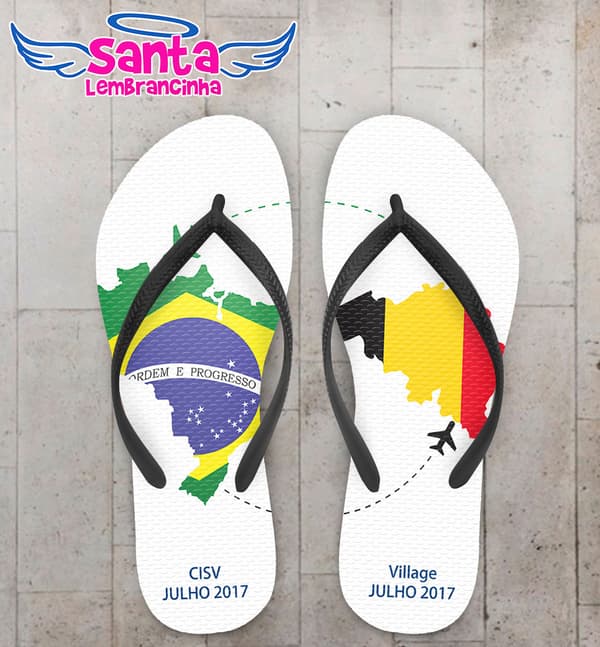 Chinelo Casamento Brasil e Bélgica Personalizado COD 5189