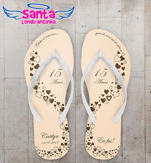 Chinelo 15 Anos Bege Personalizado COD 5183