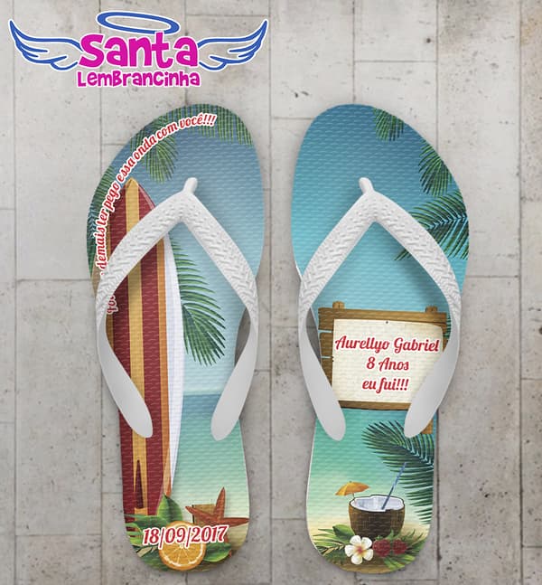 Chinelo Infantil Fundo de Praia Personalizado COD 5439