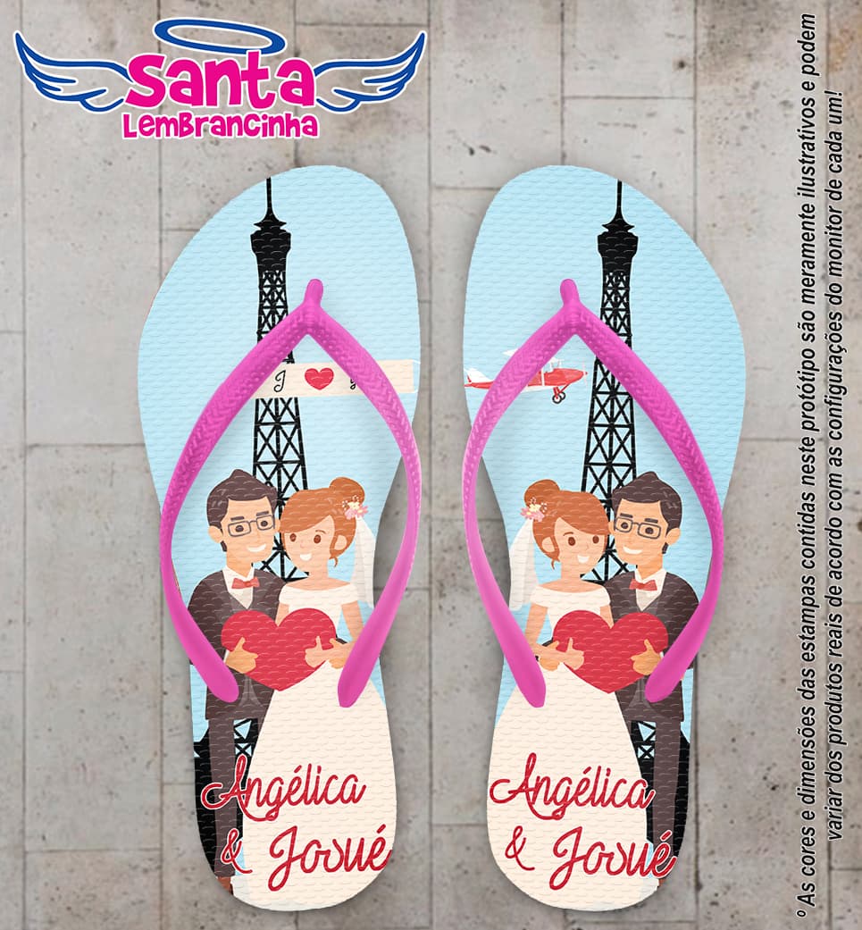 Chinelo Casamento Noivinhos em Paris Personalizado COD 5355