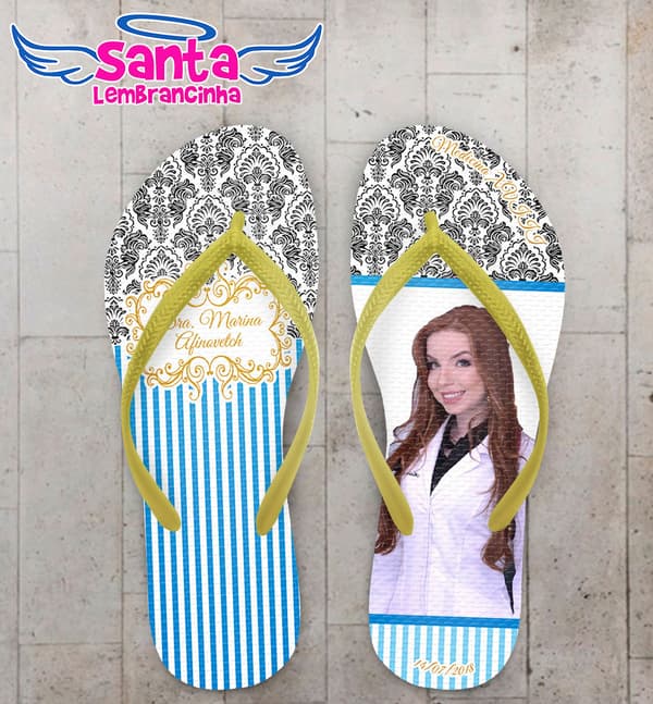 Chinelo Formatura Medicina Caricatura Listrado com Arabesco COD 5811