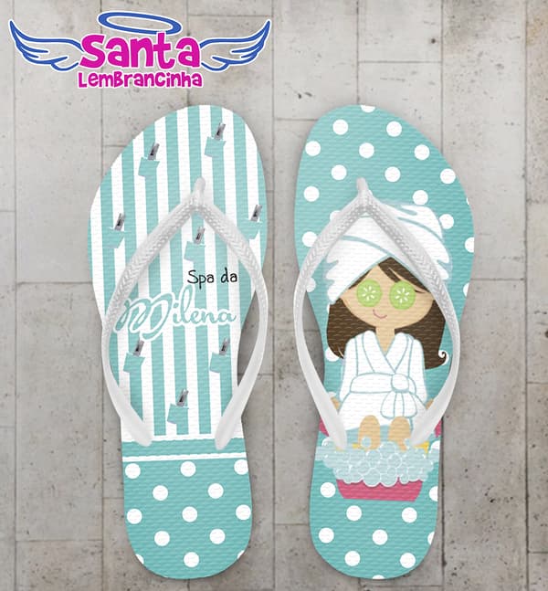 Chinelo Infantil Spa Fundo tiffany Personalizado COD 5463