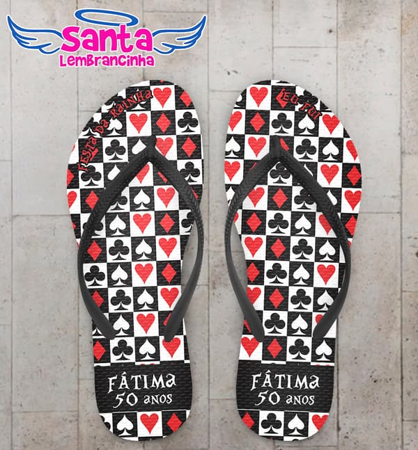 Chinelo Aniversário Fundo de Naipe Personalizado COD 5394