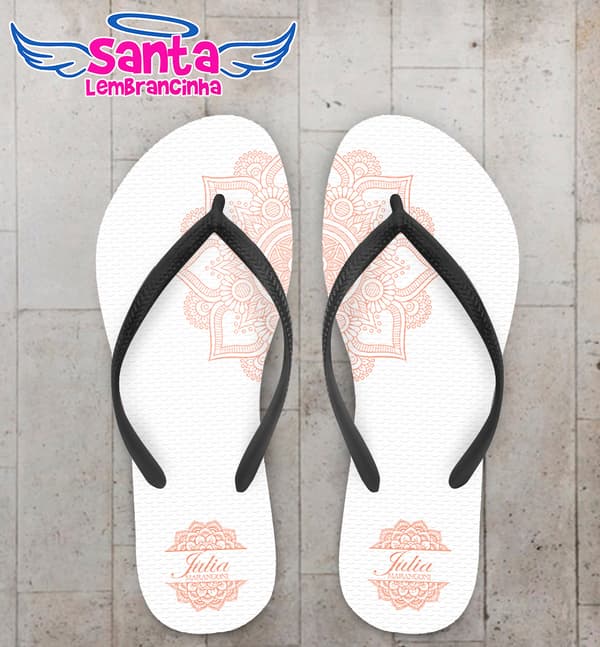 Chinelo Aniversário Fundo Branco com Mandala Personalizado COD 5395