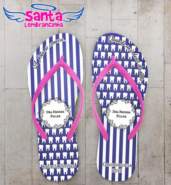 Chinelo Formatura Odontologia Fundo Azul Listrado COD 5818