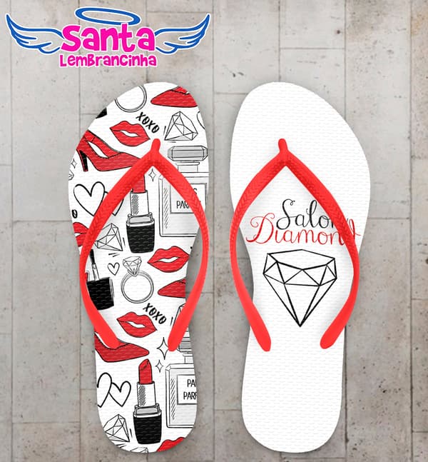 Chinelo Salão de Beleza com Ícones Personalizado COD 5594