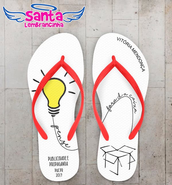 Chinelo Formatura Publicidade e Propaganda Fundo Branco com Lâmpada COD 5829