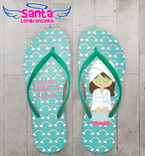 Chinelo Infantil Spa Fundo Tifanny com Arco Íris COD 5882