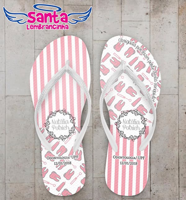 Chinelo Formatura Odontologia Listrado com Dentes Cute COD 5817