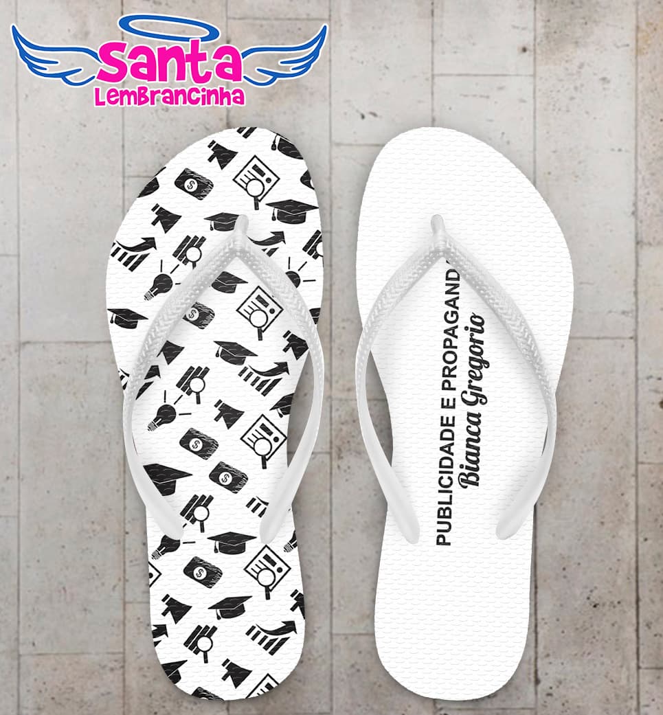 Chinelo Formatura Publicidade e Propaganda Fundo Branco com Ícones COD 5828
