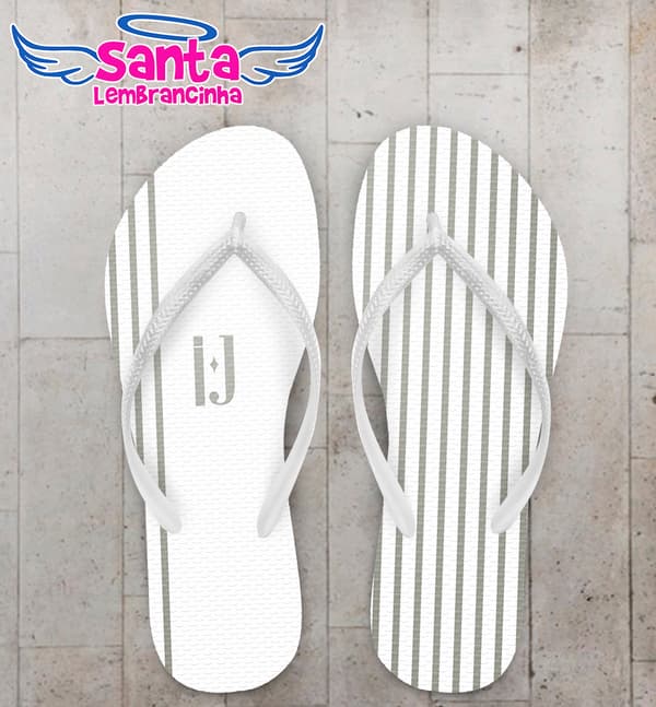 Chinelo Casamento Listrado Fundo Branco COD 5851