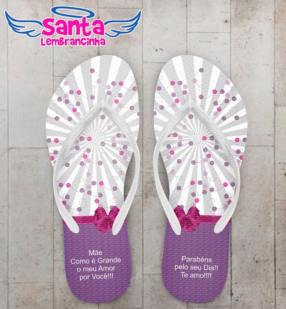 Chinelo Dia das Mães Botões e Laço COD 5863