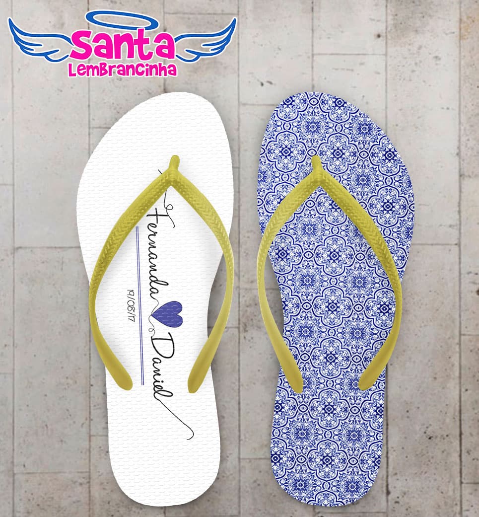 Chinelo Casamento Mandala Azul Personalizado COD 5295