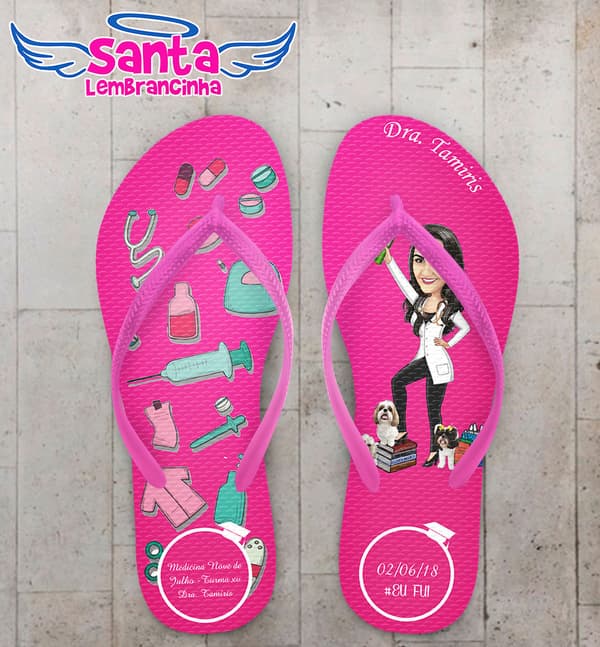Chinelo Formatura Medicina Caricaturas com Cachorros COD 5809