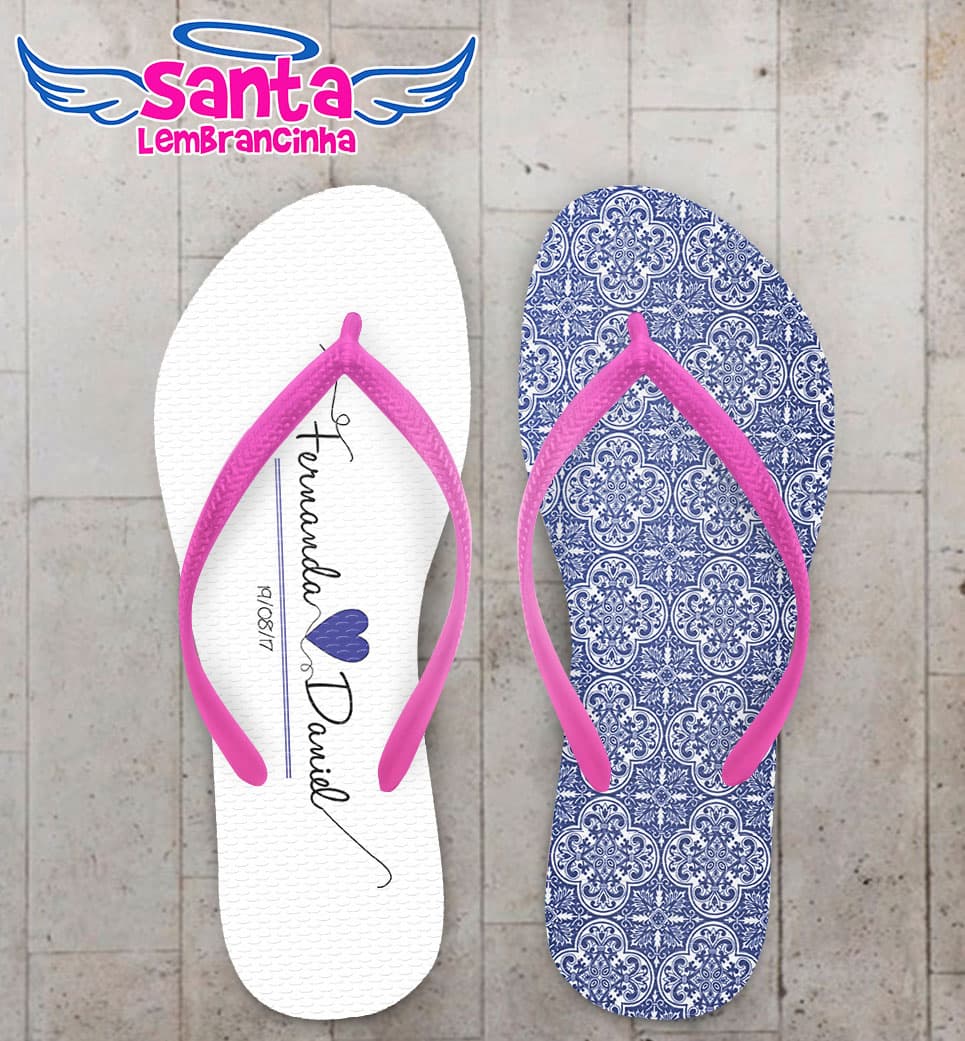Chinelo Casamento Azulejo Português Personalizado COD 5296