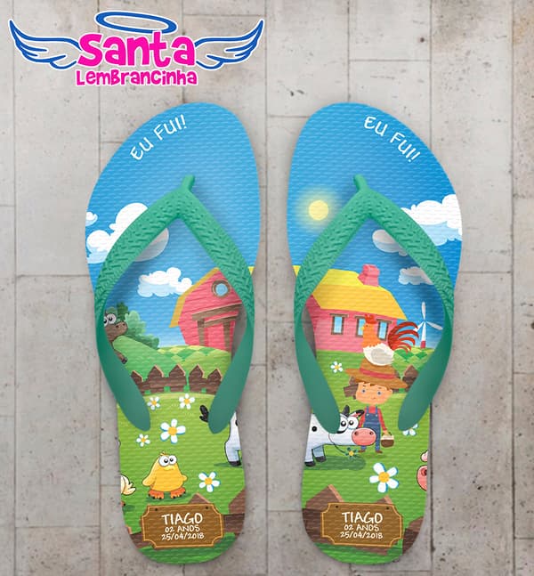 Chinelo Infantil Fazendinha Personalizado COD 5490
