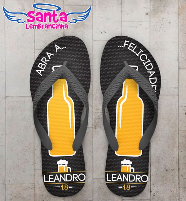 Chinelo Aniversário, Abra a Felicidade Personalizado COD 5396
