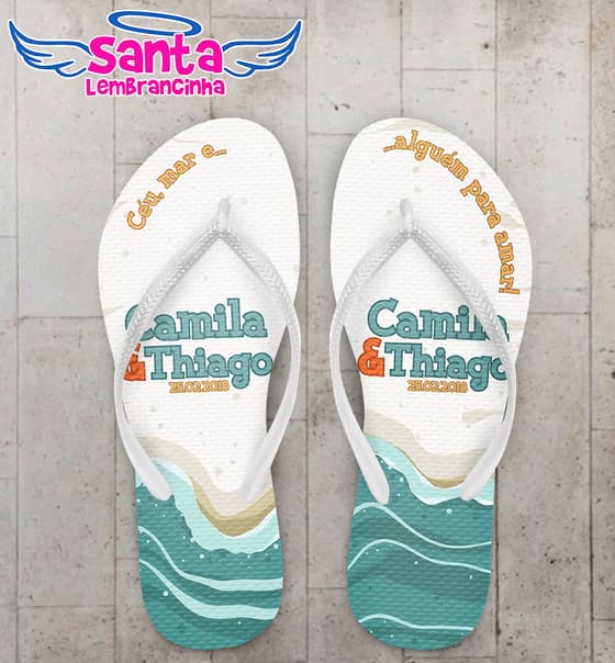 Chinelo Casamento Praia Personalizado COD 5361