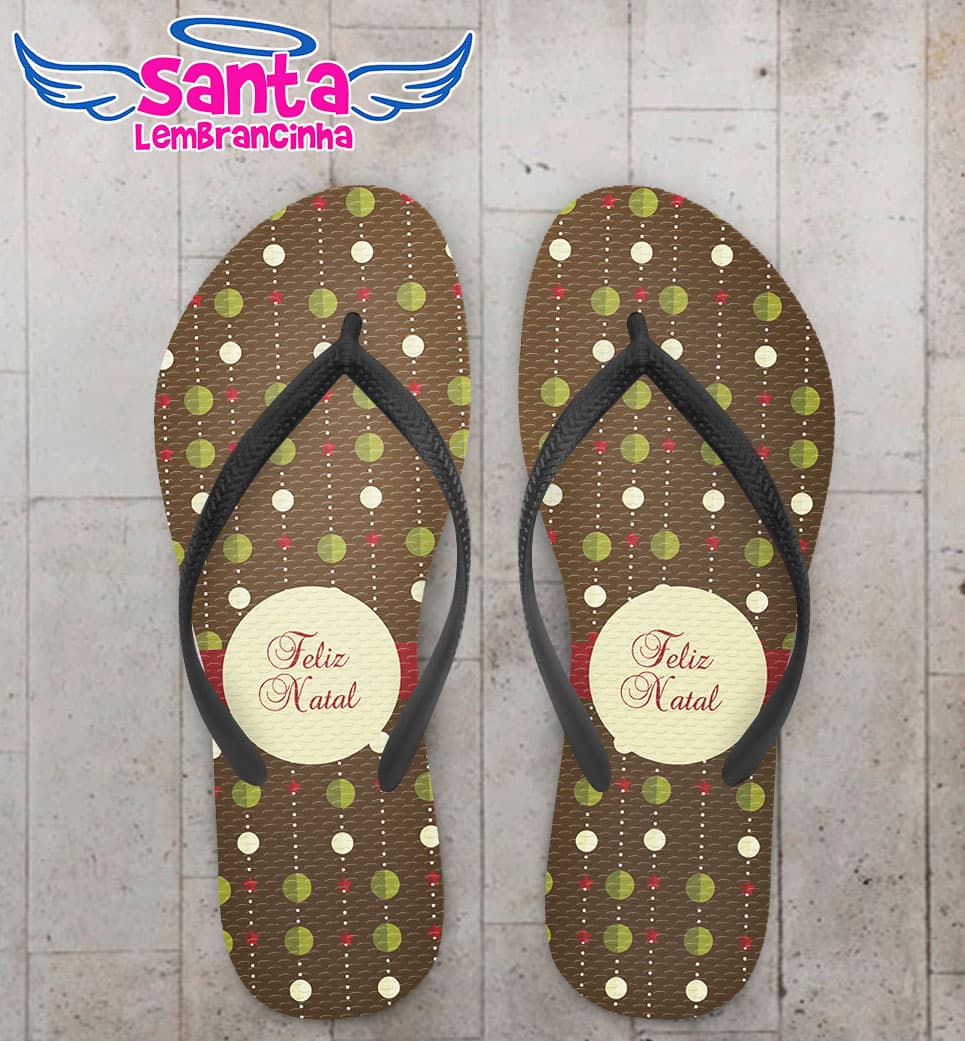 Chinelo Natal Fundo com Bolinhas e Estrelas Personalizado COD 5687