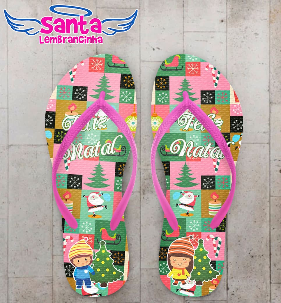 Chinelo Natal Detalhes Natalinos Personalizado COD 5671