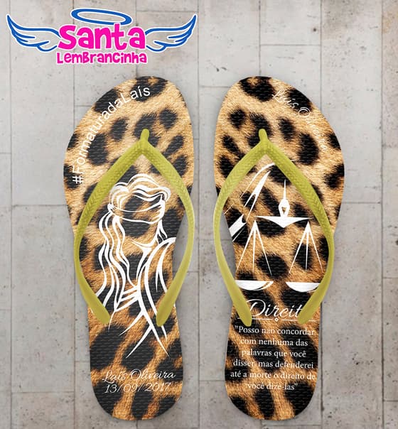 Chinelo Formatura Direito Fundo de Pelo de Onça COD 6106
