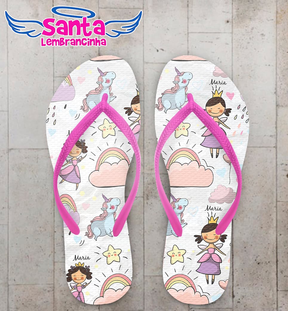 Chinelo Infantil Princesa com Unicórnio COD 6013