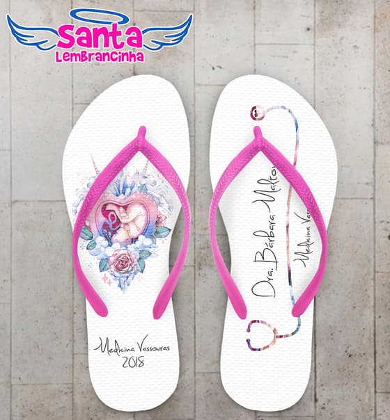 Chinelo Formatura Medicina Esteto e Coração com Flores COD 6018