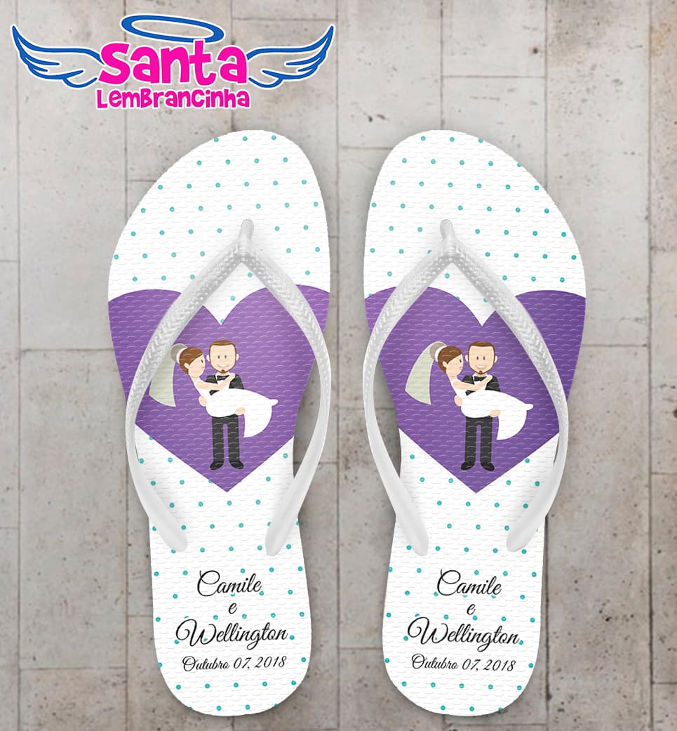 Chinelo Casamento Noivinhos com Corações COD 6030
