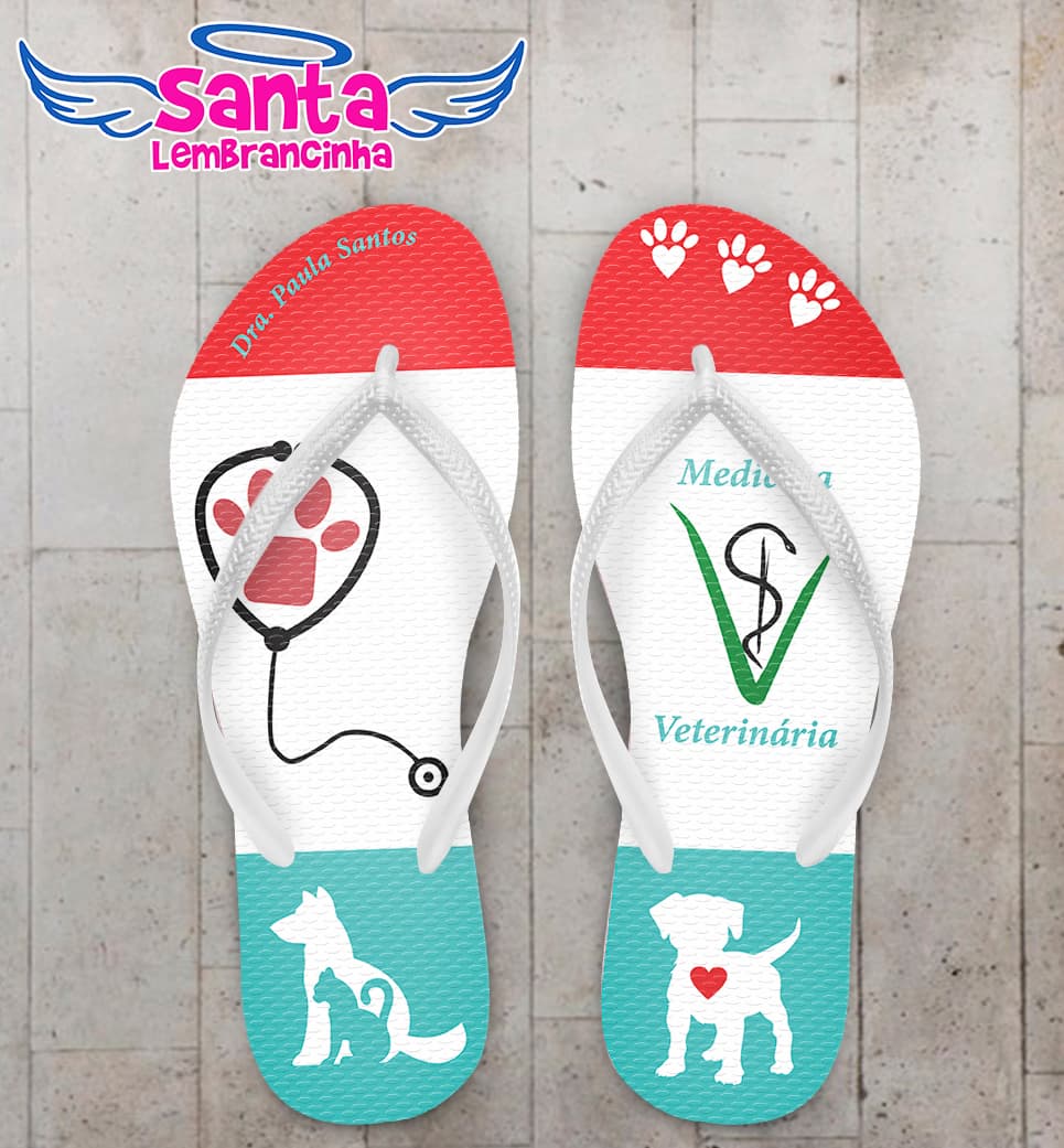 Chinelo Medicina Veterinária Animais e Esteto com Pegada COD 6097