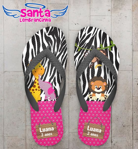 Chinelo Animais com Fundo Preto e Branco COD 6086