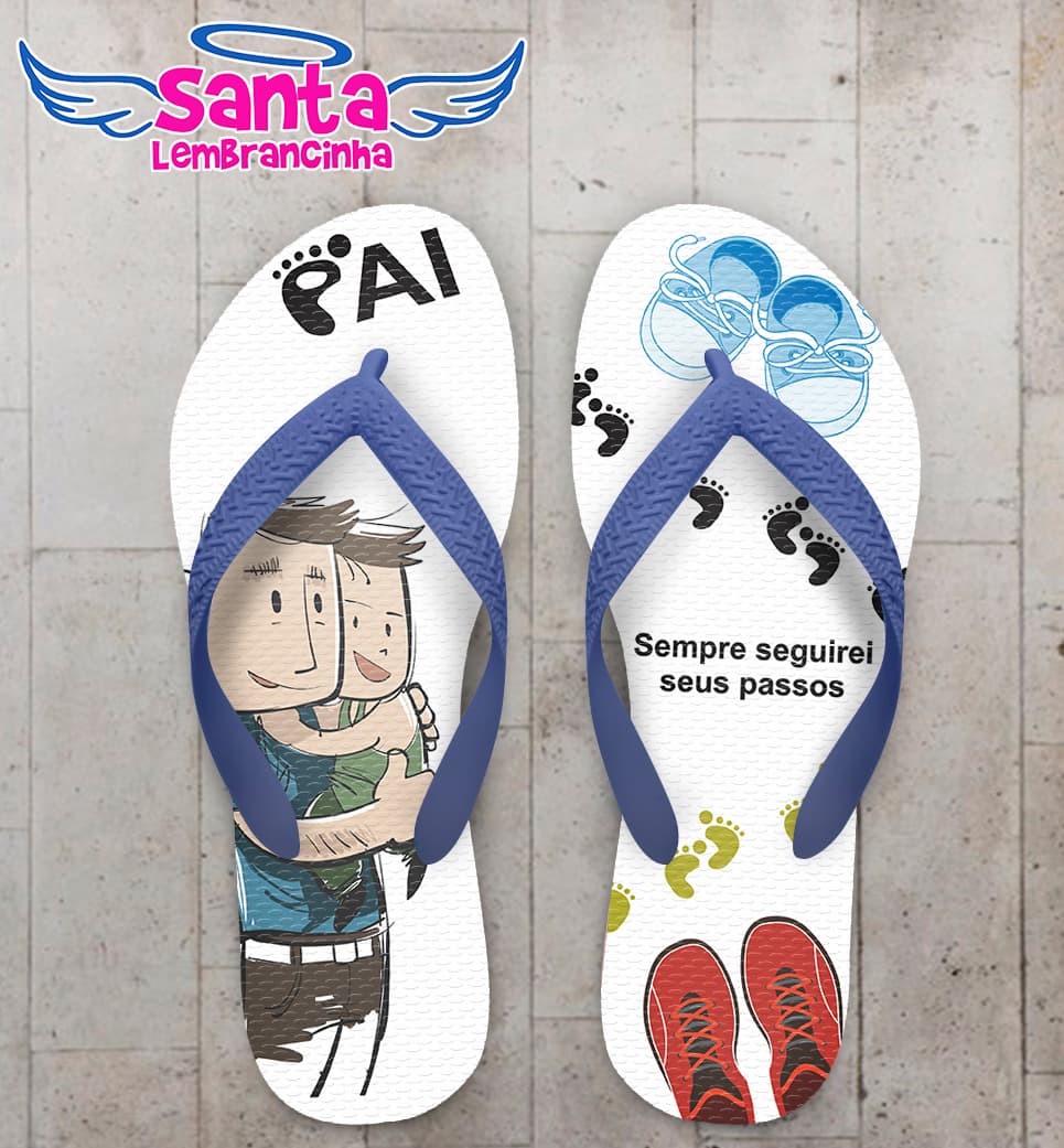 Chinelo Dia dos Pais Pai e Filho com Pegadas COD 6078