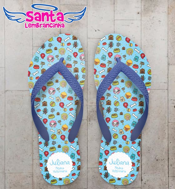 Chinelo Formatura Medicina Veterinária Azul COD 6081