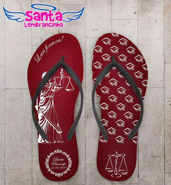 Chinelo Formatura Direito Bordô com Capelos COD 6114