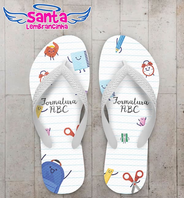 Chinelo Formatura ABC Fundo Branco com Materiais COD 5921