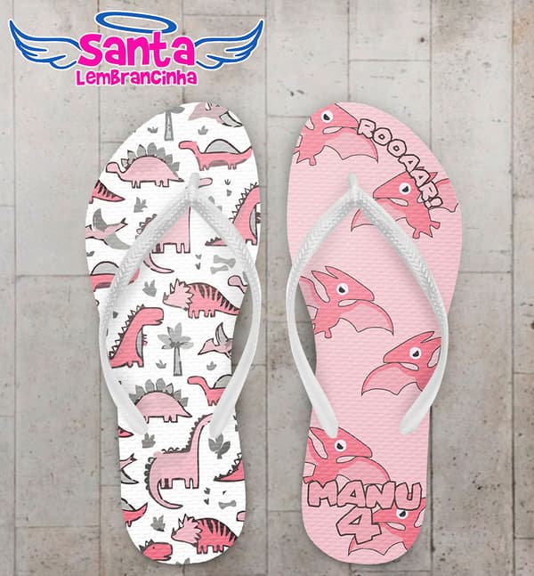 Chinelo Infantil Dinossauro Cute Rosa COD 5895