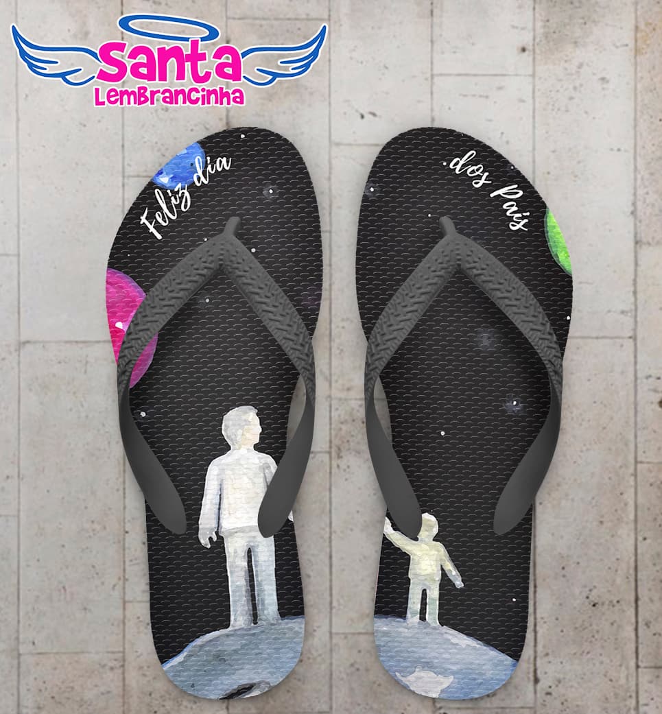 Chinelo Personalizado Dia dos Pais Pai e Filho na Lua COD 6229