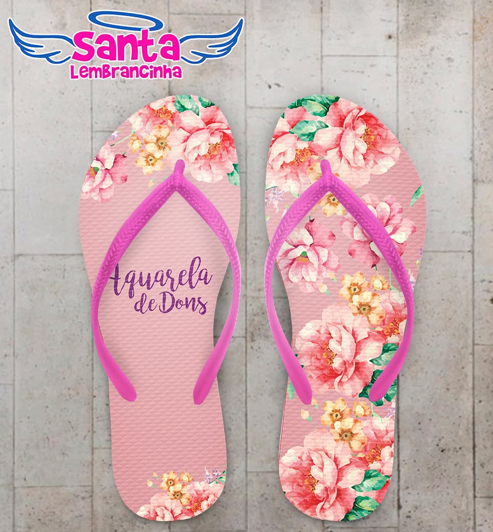 Chinelo Personalizado com Floral COD 6947