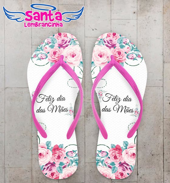 Chinelo Dia das Mães Personalizado com Flores COD 9188
