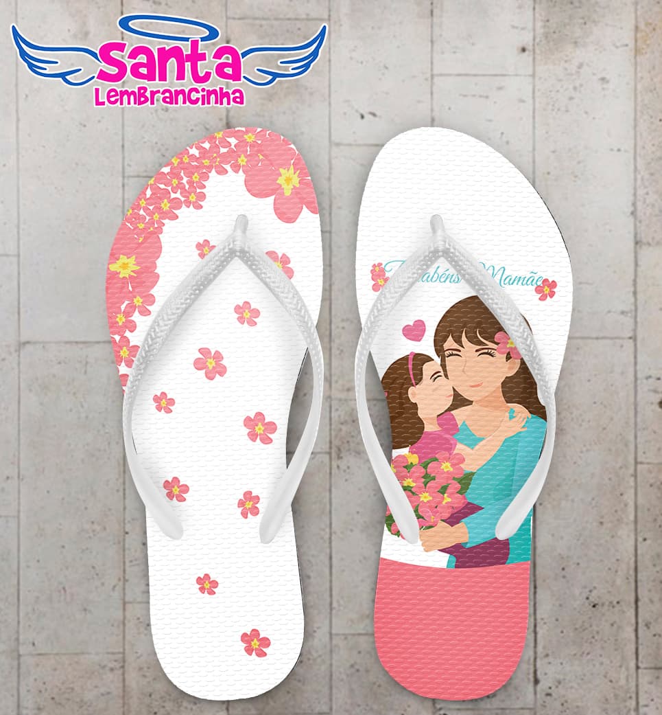 Chinelo Dia das Mães Personalizado com Flores COD 9187
