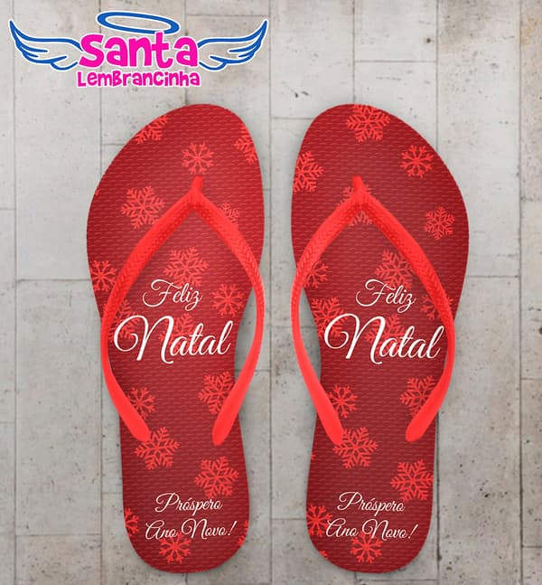 Chinelo Natalino Personalizado com Flocos de Neve COD 9696