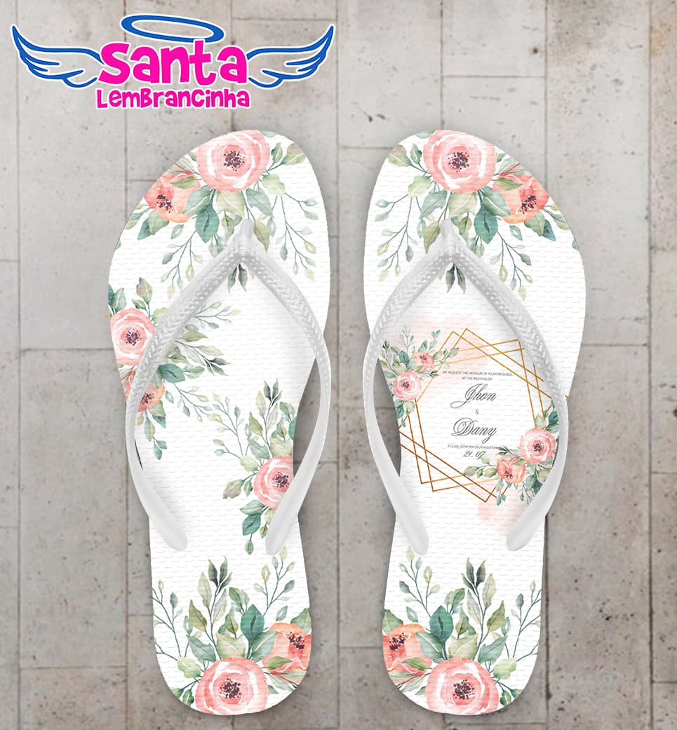 Chinelo Casamento Floral Monograma COD 9804