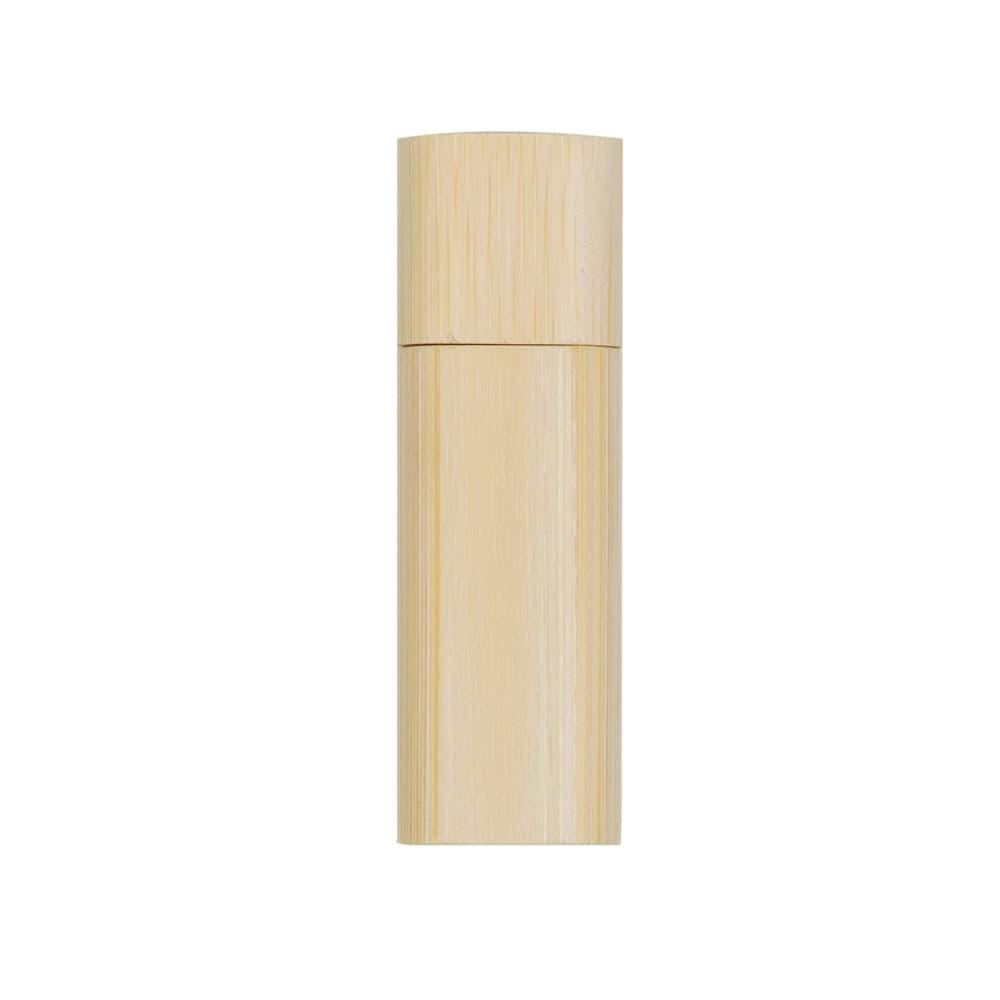 PEN DRIVE BAMBU REDONDO 16GB  COM TAMPA 