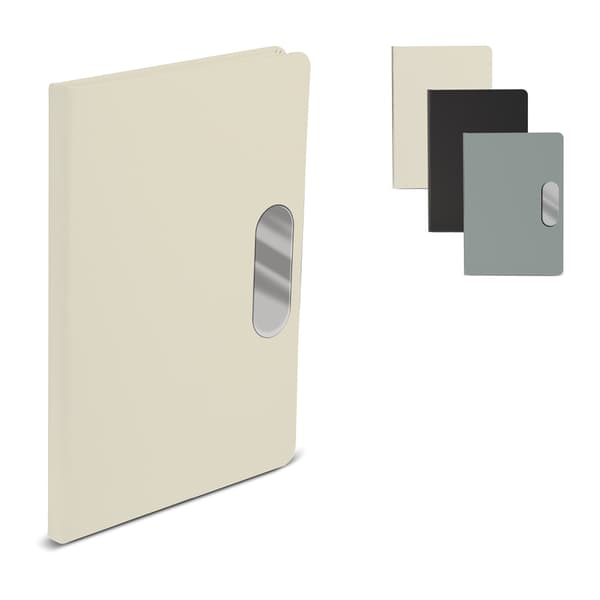 Caderno em PU com placa em metal