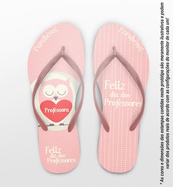 Chinelo Personalizado Dia dos Professores com Coruja com Listras COD 6517