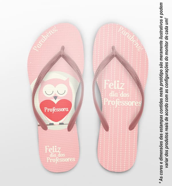 Chinelo Personalizado Dia dos Professores com Coruja com Listras COD 6517