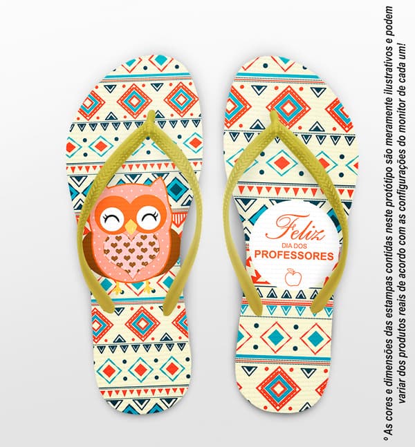 Chinelo Dia dos professores coruja - Personalizado COD 3083