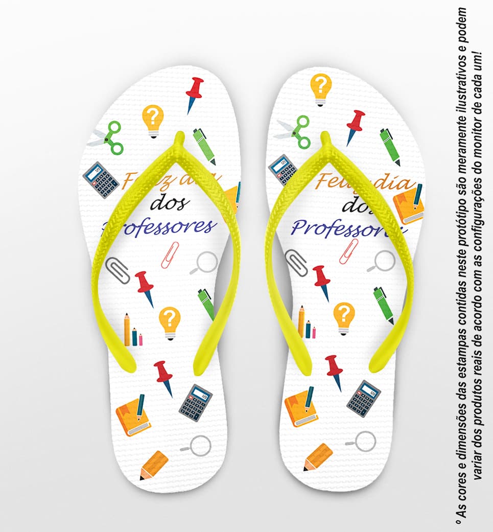 Chinelo Personalizado Dia dos Professores com Materiais Escolar COD 6231
